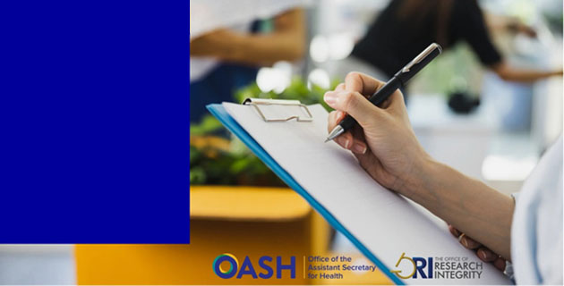 Banner showing a person writing on a notepad